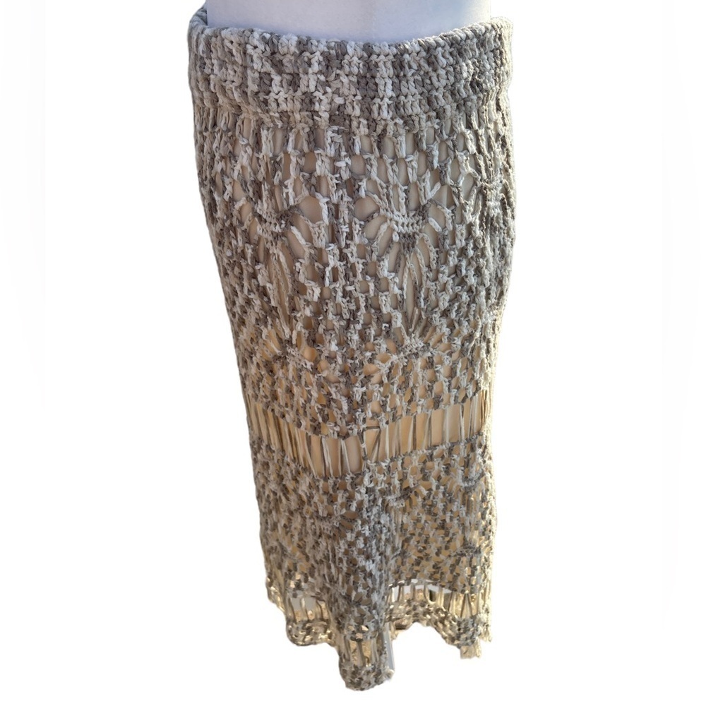 Boston Proper Crochet Midi Skirt, spring, summer, cream, Size Medium - Picture 4 of 10